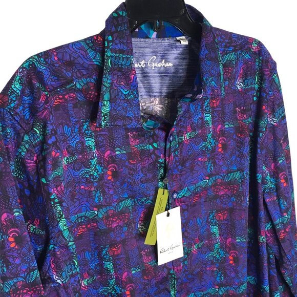 Robert Graham Shirt Mens 2XL Multi Hardrock Classic Fit Button Front Abstract - Picture 8 of 16